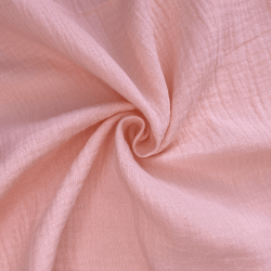 Ткань Муслин Жатый, цвет Нежно-Розовый (на отрез)  в Костроме